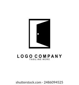 Modern Door Home Interior Logo Design Vector.