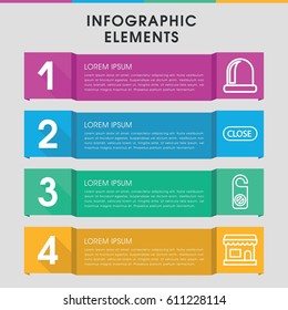 Modern door infographic template. infographic design with door icons includes do not disturb, close. can be used for presentation, diagram, annual report, web design. 