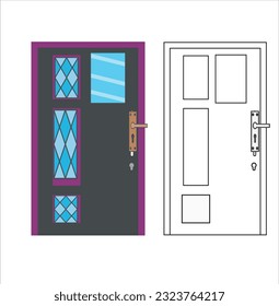Modern door isolated design on white background