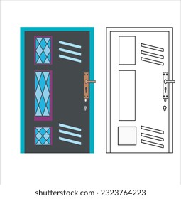 Modern door isolated design on white background