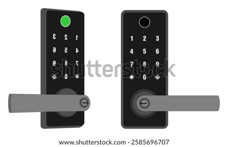 modern door lock, smart digital door lock, vector illustration isolated on white background.