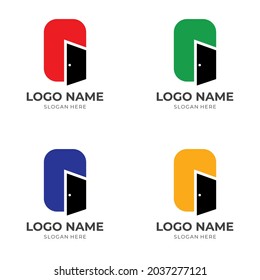 diseño moderno del logotipo de la puerta con un estilo de color plano