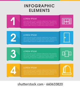 Modern doorway infographic template. infographic design with doorway icons includes sliding doors, door. can be used for presentation, diagram, annual report, web design.
