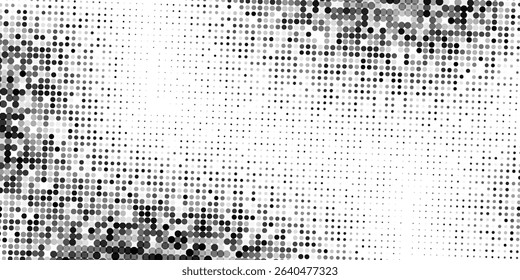 Modern Dot grunge halftone gradient background. Faded grit noise texture. White and black sand wallpaper abstract art design