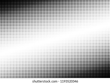 Modern Dots Background. Distressed Abstract Pattern. Monochrome Halftone Backdrop. Black and White Vintage Overlay. Vector illustration
