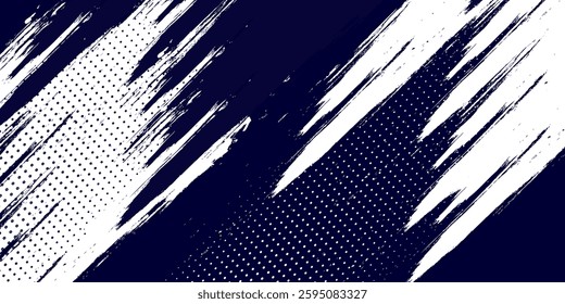 Modern dots halftone white \u0026 blue color pattern gradient grunge texture background. Dots pop art abstract modern