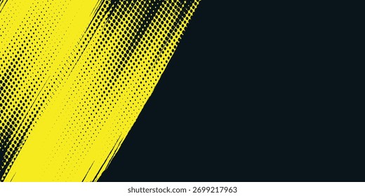 Fondo de textura de grunge degradado de patrón de color amarillo y azul oscuro de semitono moderno. Vector diagonal