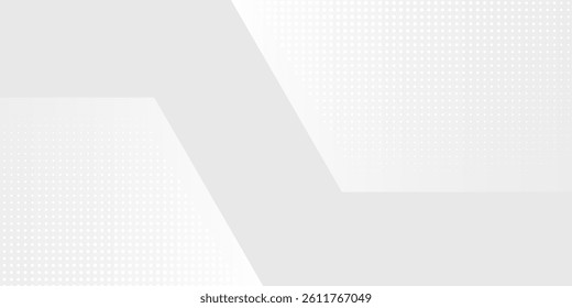 Modern dots hexagon white and gray background with dot white gray wave light technology abstract simple modern design