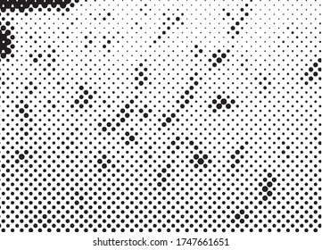 Modern Dotted Halftone Background. Grunge Backdrop. Distressed Texture. Black and White Pattern. Vector illustration