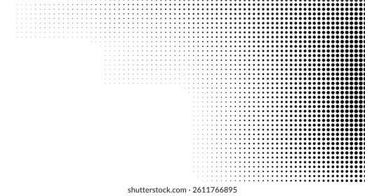 Modern dotted halftone gradient texture. Vanishing polka dot background. Repeating dots gradation abstract
