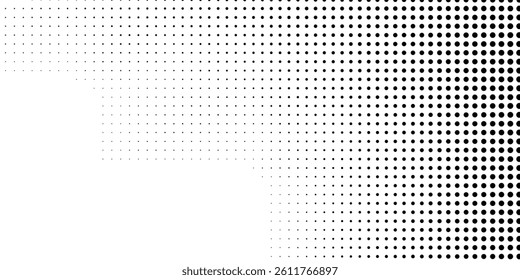 Modern dotted halftone gradient texture. Vanishing polka dot background. Repeating dots gradation abstract modern