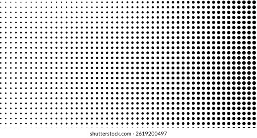 Modern Dotted halftone gradient texture. Vanishing polka dot background. Repeating dots gradation pattern background simple