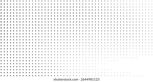 Moderne gepunktete Halbtongradientenstruktur. Verschwindender Polka-Punkt-Hintergrund. Wiederholte Punktkorrektur Abstrakte einfache Kunst