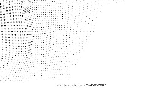 A moderna textura de gradiente de meio-tom pontilhado. Plano de fundo de ponto de polca de fuga. Ponto de repetição abstrato simples arte