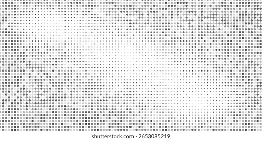 Modern dotted halftone gradient texture. Vanishing polka dot background. Vector ilustration