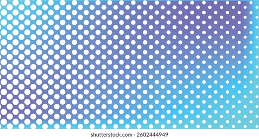 Modern dotted halftone gradient textureon  blue background. Vanishing polka dot on blue background.