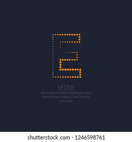 Modern dotted letter E of the Latin alphabet. Vector illustration.