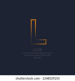 Modern dotted letter L of the Latin alphabet. Vector illustration.