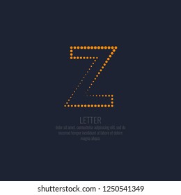 Modern dotted letter Z of the Latin alphabet. Vector illustration.
