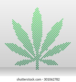 modern dotted marijuana leaf symbol 