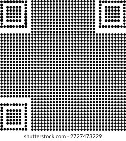 Gráfico moderno de estilo de código QR pontilhado com padrão de meio-tom circular.
