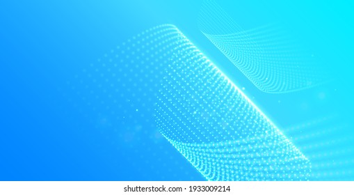 Modern dotted wave, business, science, technology, big data background. Curved dots structure. Wave flow. Molecule and communication vector illustration.