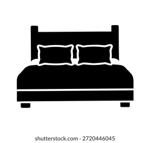 Cama Dupla Moderna com Silhueta de Travesseiros Suaves para Design de Interior de Quarto e Decoração de Casa