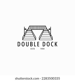 diseño vectorial del logotipo del logotipo del doble acoplamiento moderno, diseño vectorial del logotipo de los muelles de doble lago con contorno, estilo elegante y minimalista aislado en blanco 