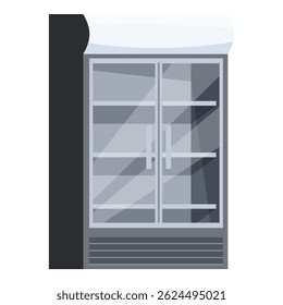 Modern double door display refrigerator showcasing freshness and preserving goods in supermarket setting
