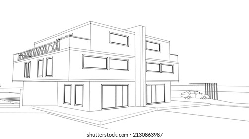 renderización 3d de la arquitectura de la casa doble moderna