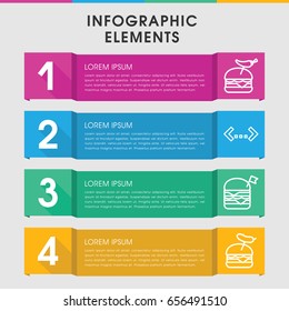 Modern double infographic template. infographic design with double icons includes double burger with flag. can be used for presentation, diagram, annual report, web design.
