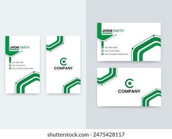 Modern Double sided Business Card Template, Portrait and Landscape Layouts