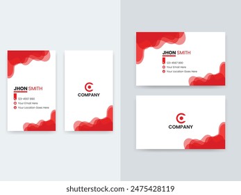 Modern Double sided Business Card Template, Portrait and Landscape Layouts