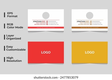 Tarjeta de visita de doble cara moderna, tarjeta de visita corporativa, tarjeta personal creativa, tarjeta de oficina corporativa