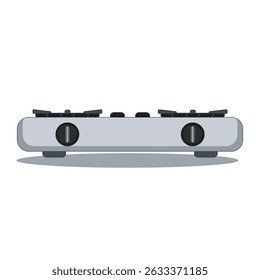Fogão a gás moderno de queimador duplo com controles e design compacto. Ideal para ilustrações de cozinha, culinária, eletrodomésticos e preparação de alimentos ou ferramentas de cozinha digital.