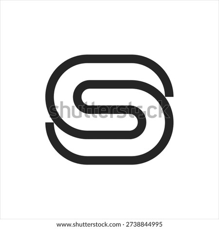 Modern double-line letter S logo with interlocking continuous shape. Minimal geometric monogram symbol representing connection, flow, synergy and contemporary brand identity.