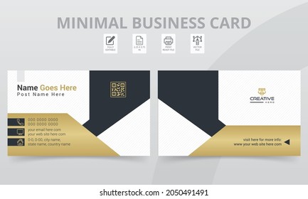 Modern Double-sided Creative and Clean Corporate Business Card Design Template, Elegant Flat Style Horizontal Name Card Simple Layout Vector Illustration Background.