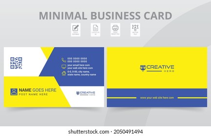 Modern Double-sided Creative and Clean Corporate Business Card Design Template, Elegant Flat Style Horizontal Name Card Simple Layout Vector Illustration Background.