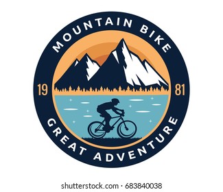 Modern Downhill Bike Logo Badge Illustration