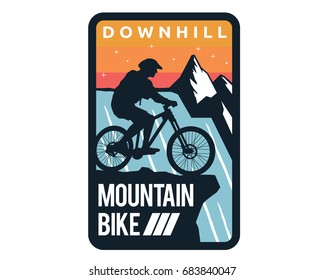 Modern Downhill Bike Logo Badge Illustration