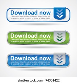 Modern download button set with reflection