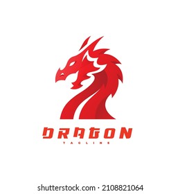 Modern dragon character logo design. Dragon vector icon with gradient color style