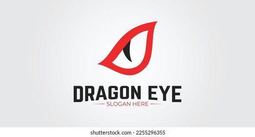 Modern dragon and eye logo design. Dragon head and D letter vector icon with gradient coloring style