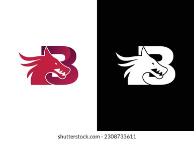 Modern dragon and letter B logo design. Dragon head and B letter vector icon design Template.