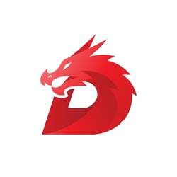 Modern Dragon And Letter D Logo Design. Dragon Head And D Letter Vector Icon With Gradient Coloring Style