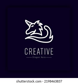 modern dragon line art illustration for identity logo on white. Suitable to be used as the best inspirational logo in your community