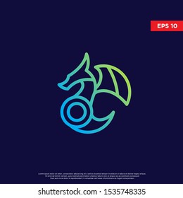 modern dragon logo. using geometric and monoline style. simple icon, template design