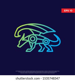 modern dragon logo. using geometric and monoline style. simple icon, template design