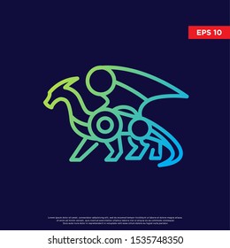 modern dragon logo. using geometric and monoline style. simple icon, template design