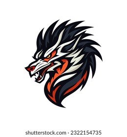 A modern dragon logo vector clip art illustration, combining sleek geometric shapes and vibrant gradients, an excellent choice for tech startups and contemporary brands